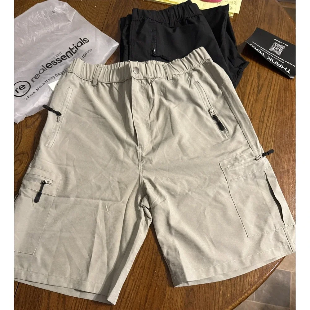 Real Essentials 2 Pack: Men's Hiking Cargo Shorts Fishing Size Small pockets‎